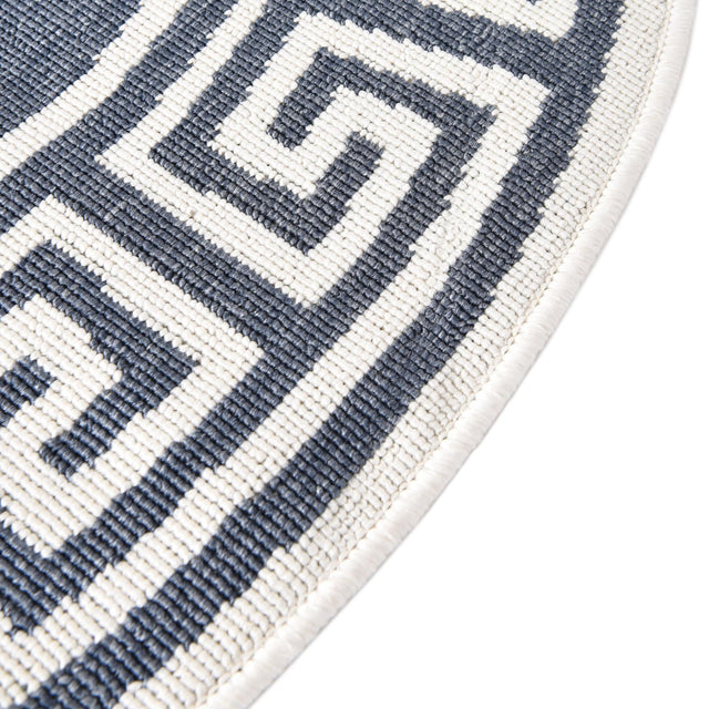 Navy Blue 4' x 4' Outdoor Coastal Round Area Rug Weather Resistant for Patio, Deck, Terrace, Balcony, Porch 100% Polypropylene Coastal Decor Carpet for Sale at Rug Engine