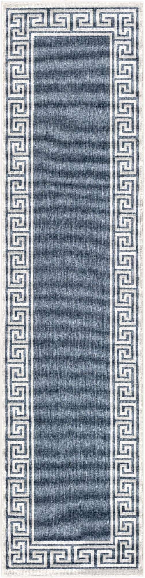 Navy Blue 2' x 8' Outdoor Coastal Runner Area Rug Weather Resistant for Patio, Deck, Terrace, Balcony, Porch 100% Polypropylene Coastal Decor Carpet for Sale at Rug Engine