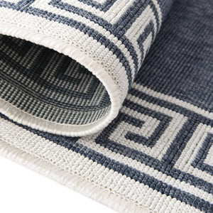 Navy Blue 2' x 8' Outdoor Coastal Runner Area Rug Weather Resistant for Patio, Deck, Terrace, Balcony, Porch 100% Polypropylene Coastal Decor Carpet for Sale at Rug Engine