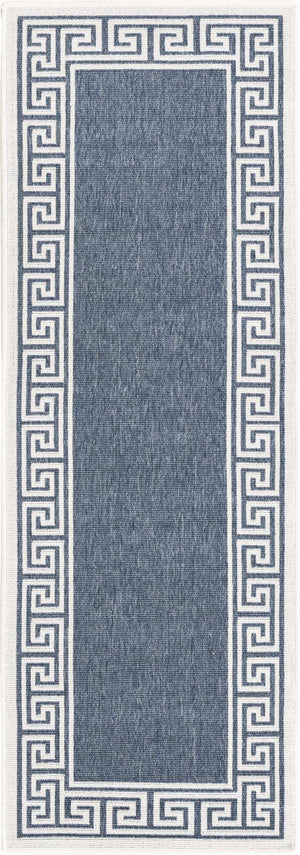 Navy Blue 2' x 6' Outdoor Coastal Runner Area Rug Weather Resistant for Patio, Deck, Terrace, Balcony, Porch 100% Polypropylene Coastal Decor Carpet for Sale at Rug Engine