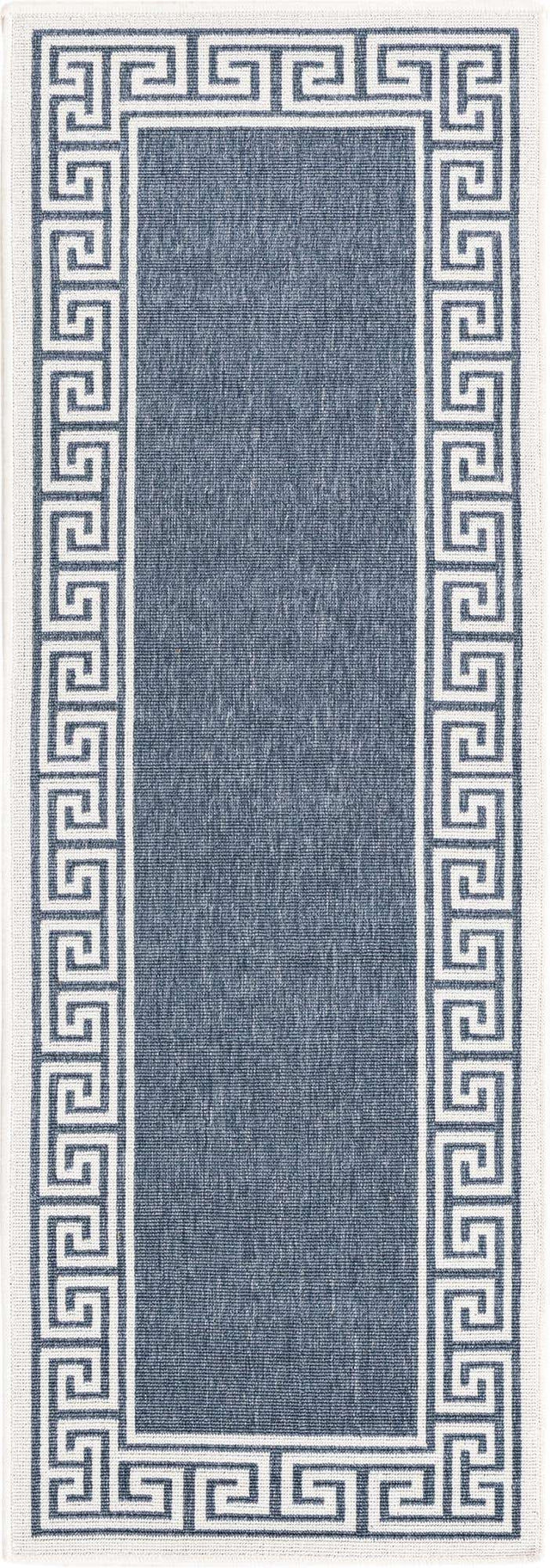 Navy Blue 2' x 6' Outdoor Coastal Runner Area Rug Weather Resistant for Patio, Deck, Terrace, Balcony, Porch 100% Polypropylene Coastal Decor Carpet for Sale at Rug Engine