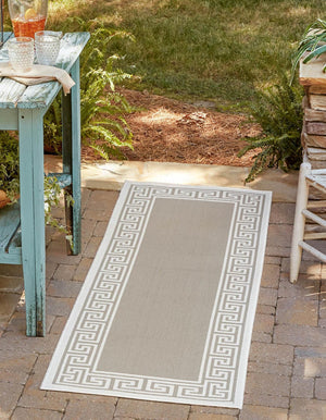 Gray 2' x 6' Outdoor Coastal Runner Area Rug Weather Resistant for Patio, Deck, Terrace, Balcony, Porch 100% Polypropylene Coastal Decor Carpet for Sale at Rug Engine