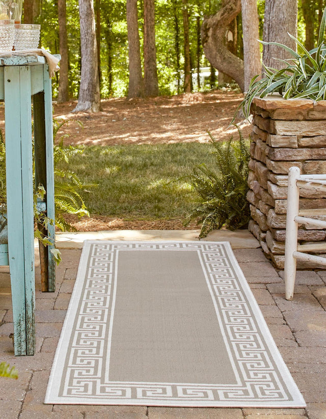 Gray 2' x 8' Outdoor Coastal Runner Area Rug Weather Resistant for Patio, Deck, Terrace, Balcony, Porch 100% Polypropylene Coastal Decor Carpet for Sale at Rug Engine
