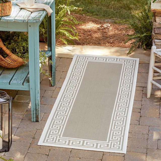 Gray 2' x 8' Outdoor Coastal Runner Area Rug Weather Resistant for Patio, Deck, Terrace, Balcony, Porch 100% Polypropylene Coastal Decor Carpet for Sale at Rug Engine
