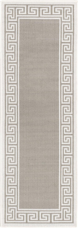 Gray 2' x 6' Outdoor Coastal Runner Area Rug Weather Resistant for Patio, Deck, Terrace, Balcony, Porch 100% Polypropylene Coastal Decor Carpet for Sale at Rug Engine