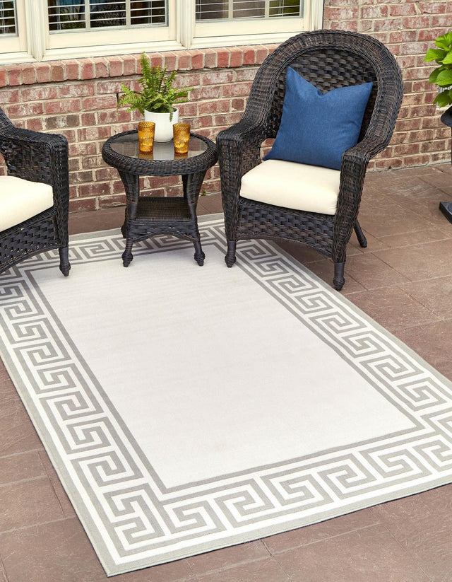 Ivory 9' x 12' Outdoor Coastal Rectangle Area Rug Weather Resistant for Patio, Deck, Terrace, Balcony, Porch 100% Polypropylene Coastal Decor Carpet for Sale at Rug Engine