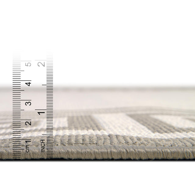 Ivory 7' x 7' Outdoor Coastal Round Area Rug Weather Resistant for Patio, Deck, Terrace, Balcony, Porch 100% Polypropylene Coastal Decor Carpet for Sale at Rug Engine