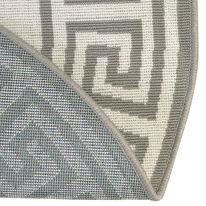 Ivory 7' x 7' Outdoor Coastal Round Area Rug Weather Resistant for Patio, Deck, Terrace, Balcony, Porch 100% Polypropylene Coastal Decor Carpet for Sale at Rug Engine