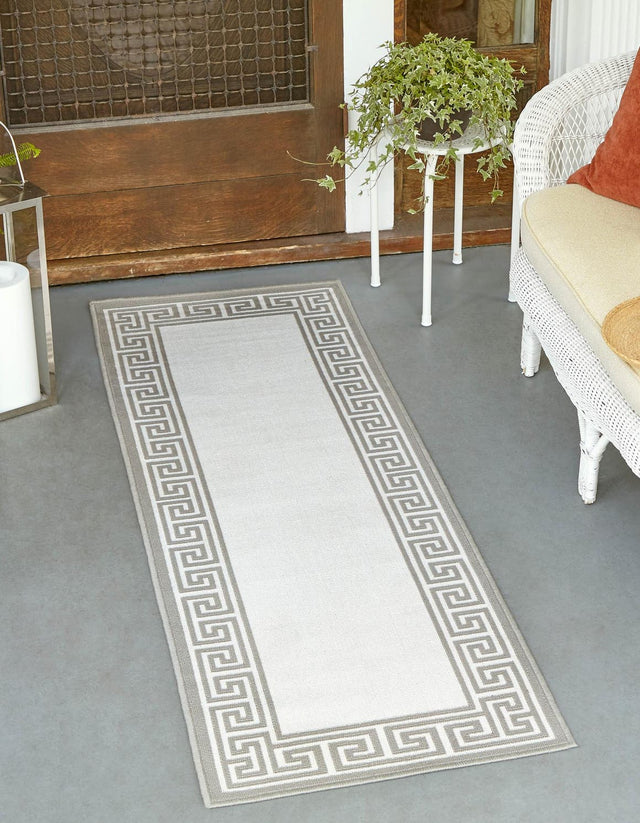 Ivory 2' x 6' Outdoor Coastal Runner Area Rug Weather Resistant for Patio, Deck, Terrace, Balcony, Porch 100% Polypropylene Coastal Decor Carpet for Sale at Rug Engine
