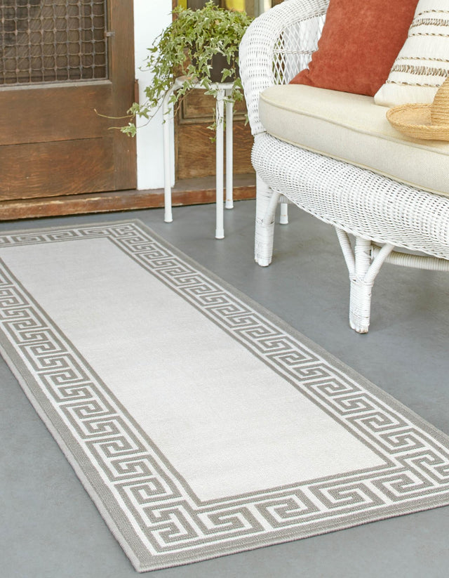 Ivory 2' x 8' Outdoor Coastal Runner Area Rug Weather Resistant for Patio, Deck, Terrace, Balcony, Porch 100% Polypropylene Coastal Decor Carpet for Sale at Rug Engine