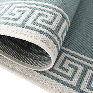Aqua 4' x 4' Outdoor Coastal Round Area Rug Weather Resistant for Patio, Deck, Terrace, Balcony, Porch 100% Polypropylene Coastal Decor Carpet for Sale at Rug Engine