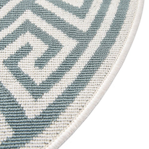 Aqua 4' x 4' Outdoor Coastal Round Area Rug Weather Resistant for Patio, Deck, Terrace, Balcony, Porch 100% Polypropylene Coastal Decor Carpet for Sale at Rug Engine