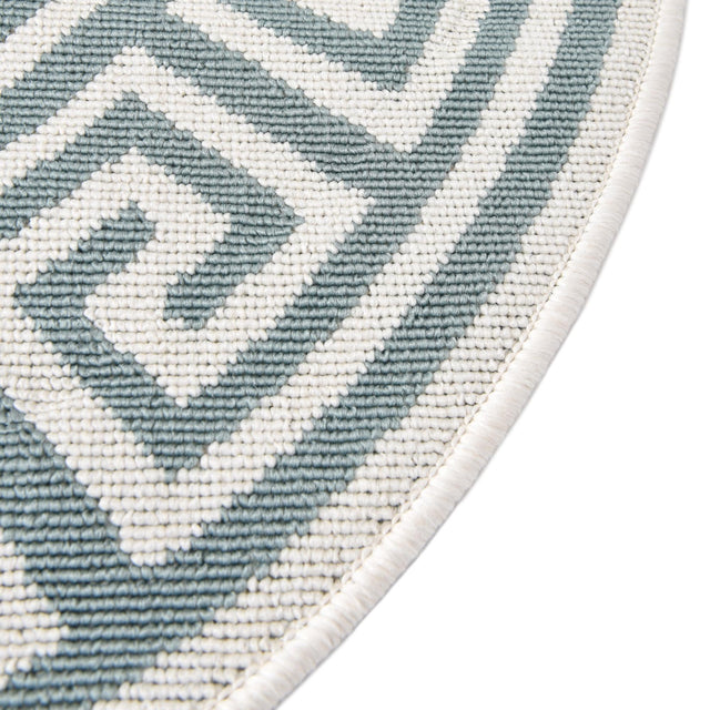 Aqua 4' x 4' Outdoor Coastal Round Area Rug Weather Resistant for Patio, Deck, Terrace, Balcony, Porch 100% Polypropylene Coastal Decor Carpet for Sale at Rug Engine