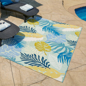 Multicolor 4' x 6' Outdoor Botanical Rectangle Area Rug Weather Resistant for Patio, Deck, Terrace, Balcony, Porch Polypropylene Garden Floral Tropical Carpet for Sale at Rug Engine