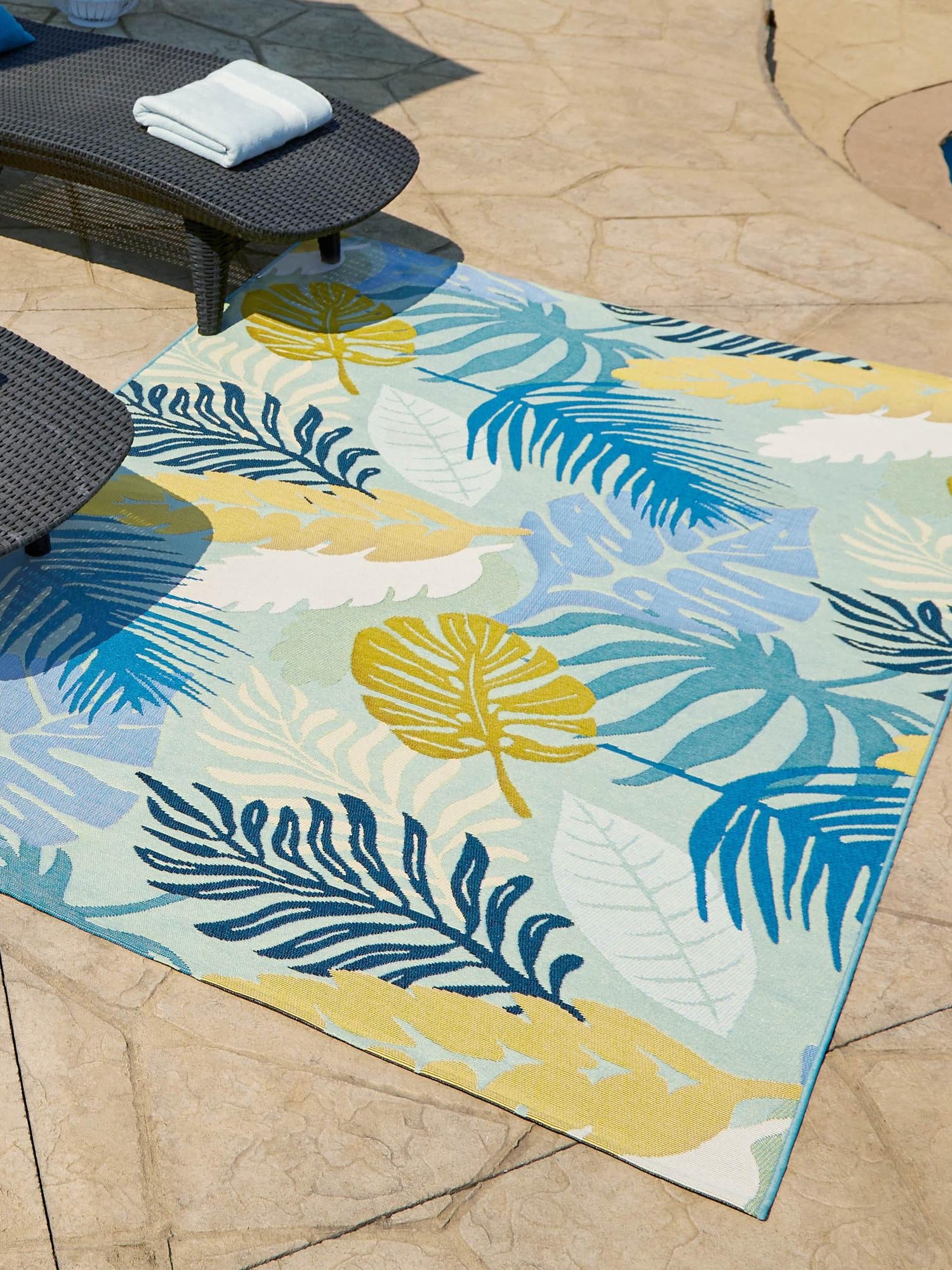 Multicolor 2' x 3' Outdoor Botanical Rectangle Area Rug Weather Resistant for Patio, Deck, Terrace, Balcony, Porch Polypropylene Garden Floral Tropical Carpet for Sale at Rug Engine