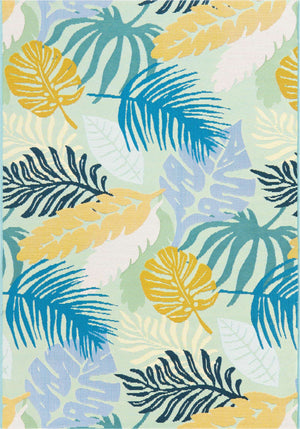 Multicolor 4' x 6' Outdoor Botanical Rectangle Area Rug Weather Resistant for Patio, Deck, Terrace, Balcony, Porch Polypropylene Garden Floral Tropical Carpet for Sale at Rug Engine