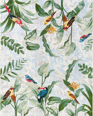 Multicolor 7' 10 x 10' Outdoor Botanical Rectangle Area Rug Weather Resistant for Patio, Deck, Terrace, Balcony, Porch Polypropylene Garden Floral Tropical Carpet for Sale at Rug Engine