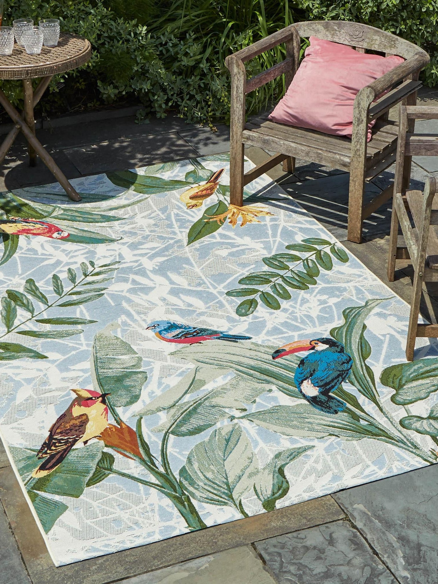 Multicolor 10' x 12' Outdoor Botanical Rectangle Area Rug Weather Resistant for Patio, Deck, Terrace, Balcony, Porch Polypropylene Garden Floral Tropical Carpet for Sale at Rug Engine