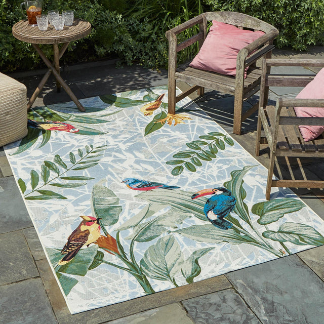 Multicolor 6' 1 x 9' Outdoor Botanical Rectangle Area Rug Weather Resistant for Patio, Deck, Terrace, Balcony, Porch Polypropylene Garden Floral Tropical Carpet for Sale at Rug Engine