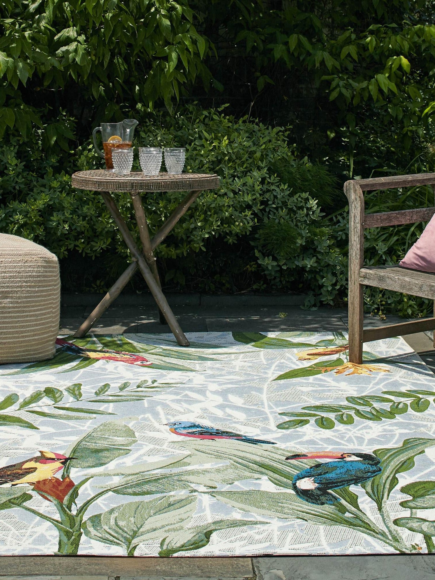 Multicolor 10' x 12' Outdoor Botanical Rectangle Area Rug Weather Resistant for Patio, Deck, Terrace, Balcony, Porch Polypropylene Garden Floral Tropical Carpet for Sale at Rug Engine