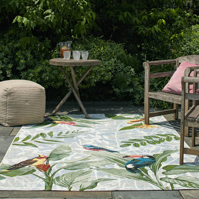 Multicolor 6' 1 x 9' Outdoor Botanical Rectangle Area Rug Weather Resistant for Patio, Deck, Terrace, Balcony, Porch Polypropylene Garden Floral Tropical Carpet for Sale at Rug Engine