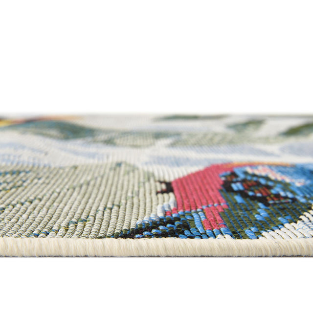 Multicolor 10' x 10' Outdoor Botanical Round Area Rug Weather Resistant for Patio, Deck, Terrace, Balcony, Porch