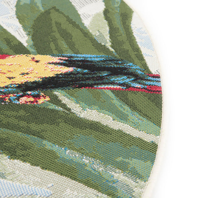 Multicolor 10' x 10' Outdoor Botanical Round Area Rug Weather Resistant for Patio, Deck, Terrace, Balcony, Porch