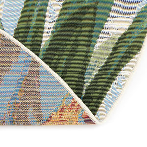 Multicolor 4' 1 x 4' 1 Outdoor Botanical Round Area Rug Weather Resistant for Patio, Deck, Terrace, Balcony, Porch
