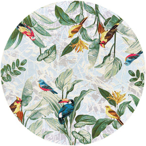 Multicolor 7' 10 x 7' 10 Outdoor Botanical Round Area Rug Weather Resistant for Patio, Deck, Terrace, Balcony, Porch Polypropylene Garden Floral Tropical Carpet for Sale at Rug Engine
