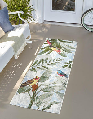 Multicolor 2' x 4' 1 Outdoor Botanical Runner Area Rug Weather Resistant for Patio, Deck, Terrace, Balcony, Porch Polypropylene Garden Floral Tropical Carpet for Sale at Rug Engine