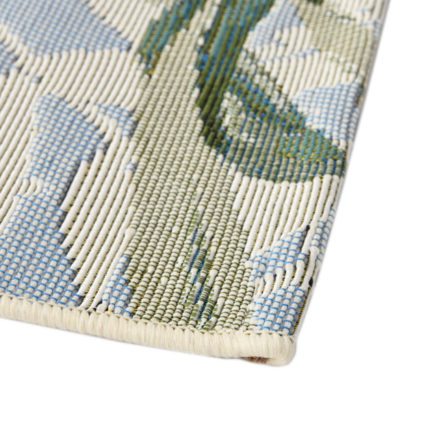 Multicolor 2' 7 x 7' 1 Outdoor Botanical Runner Area Rug Weather Resistant for Patio, Deck, Terrace, Balcony, Porch