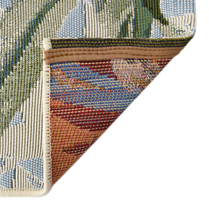 Multicolor 2' 7 x 7' 1 Outdoor Botanical Runner Area Rug Weather Resistant for Patio, Deck, Terrace, Balcony, Porch
