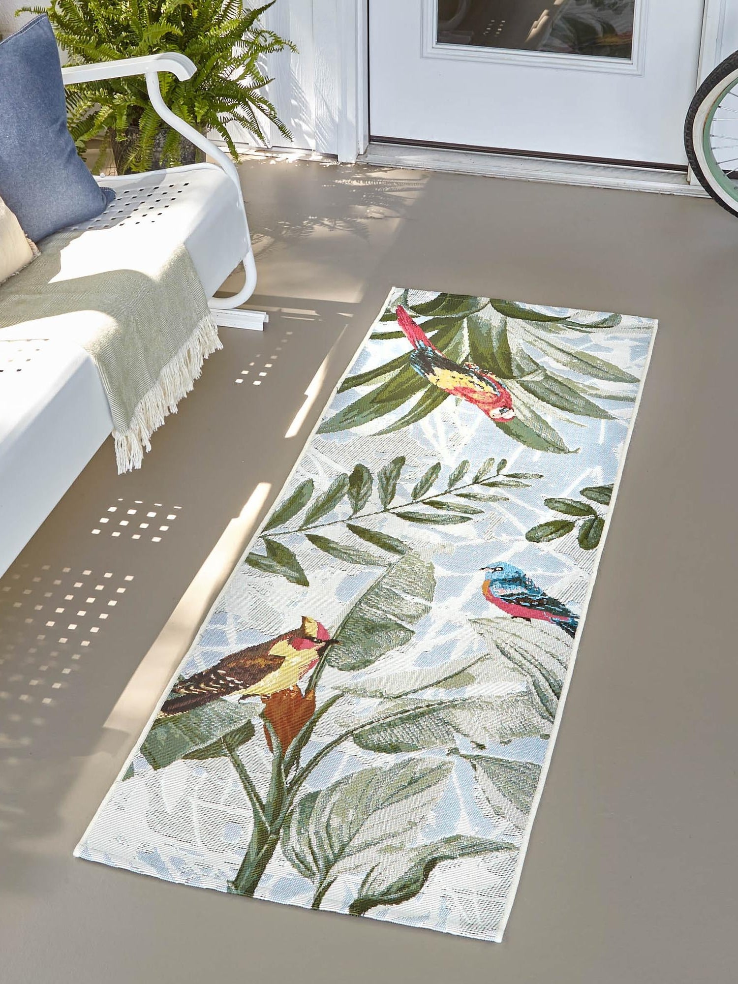 Multicolor 2' x 8' Outdoor Botanical Runner Area Rug Weather Resistant for Patio, Deck, Terrace, Balcony, Porch Polypropylene Garden Floral Tropical Carpet for Sale at Rug Engine