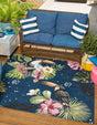 Multicolor 6' x 6' Outdoor Botanical Square Area Rug Weather Resistant for Patio, Deck, Terrace, Balcony, Porch Polypropylene Garden Floral Tropical Carpet for Sale at Rug Engine