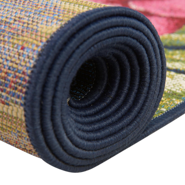 Multicolor 6' x 6' Outdoor Botanical Square Area Rug Weather Resistant for Patio, Deck, Terrace, Balcony, Porch Polypropylene Garden Floral Tropical Carpet for Sale at Rug Engine