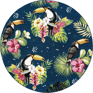 Multicolor 7' 10 x 7' 10 Outdoor Botanical Round Area Rug Weather Resistant for Patio, Deck, Terrace, Balcony, Porch Polypropylene Garden Floral Tropical Carpet for Sale at Rug Engine
