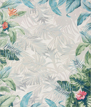 Multicolor 10' x 12' Outdoor Botanical Rectangle Area Rug Weather Resistant for Patio, Deck, Terrace, Balcony, Porch Polypropylene Garden Floral Tropical Carpet for Sale at Rug Engine