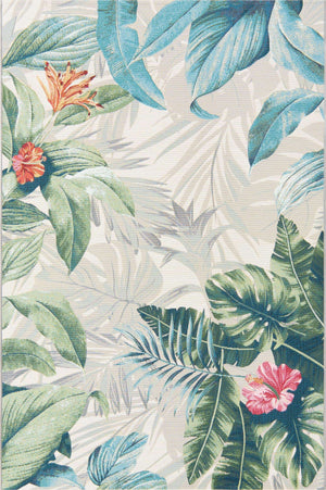 Multicolor 5' 3 x 8' Outdoor Botanical Rectangle Area Rug Weather Resistant for Patio, Deck, Terrace, Balcony, Porch Polypropylene Garden Floral Tropical Carpet for Sale at Rug Engine