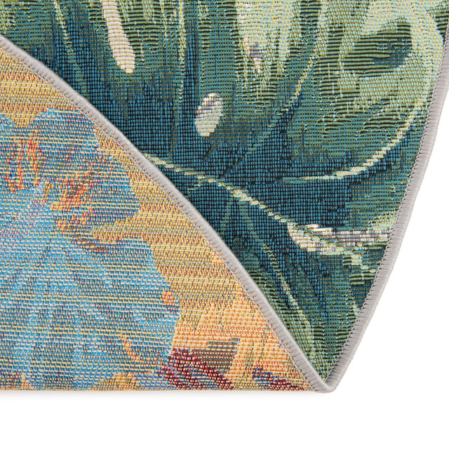 Multicolor 8' x 8' Outdoor Botanical Round Rug