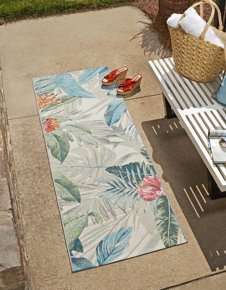 Multicolor 3' x 11' Outdoor Botanical Runner Rug