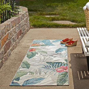 Multicolor 2' x 8' Outdoor Botanical Runner Area Rug Weather Resistant for Patio, Deck, Terrace, Balcony, Porch Polypropylene Garden Floral Tropical Carpet for Sale at Rug Engine