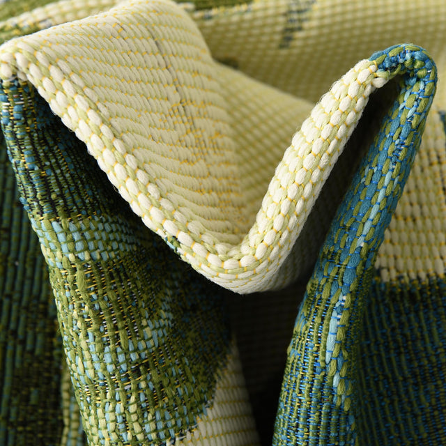 Green 7' 10 x 11' Outdoor Botanical Rectangle Area Rug Weather Resistant for Patio, Deck, Terrace, Balcony, Porch