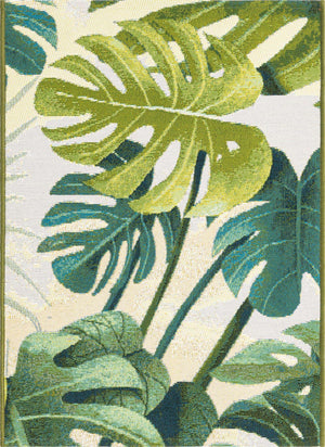 Green 2' x 3' Outdoor Botanical Rectangle Area Rug Weather Resistant for Patio, Deck, Terrace, Balcony, Porch Polypropylene Garden Floral Tropical Carpet for Sale at Rug Engine
