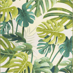 Green 6' x 6' Outdoor Botanical Square Area Rug Weather Resistant for Patio, Deck, Terrace, Balcony, Porch Polypropylene Garden Floral Tropical Carpet for Sale at Rug Engine