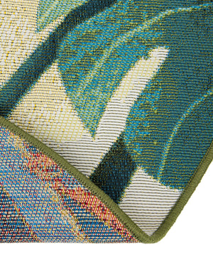 Green 7' 1 x 7' 1 Outdoor Botanical Round Area Rug Weather Resistant for Patio, Deck, Terrace, Balcony, Porch