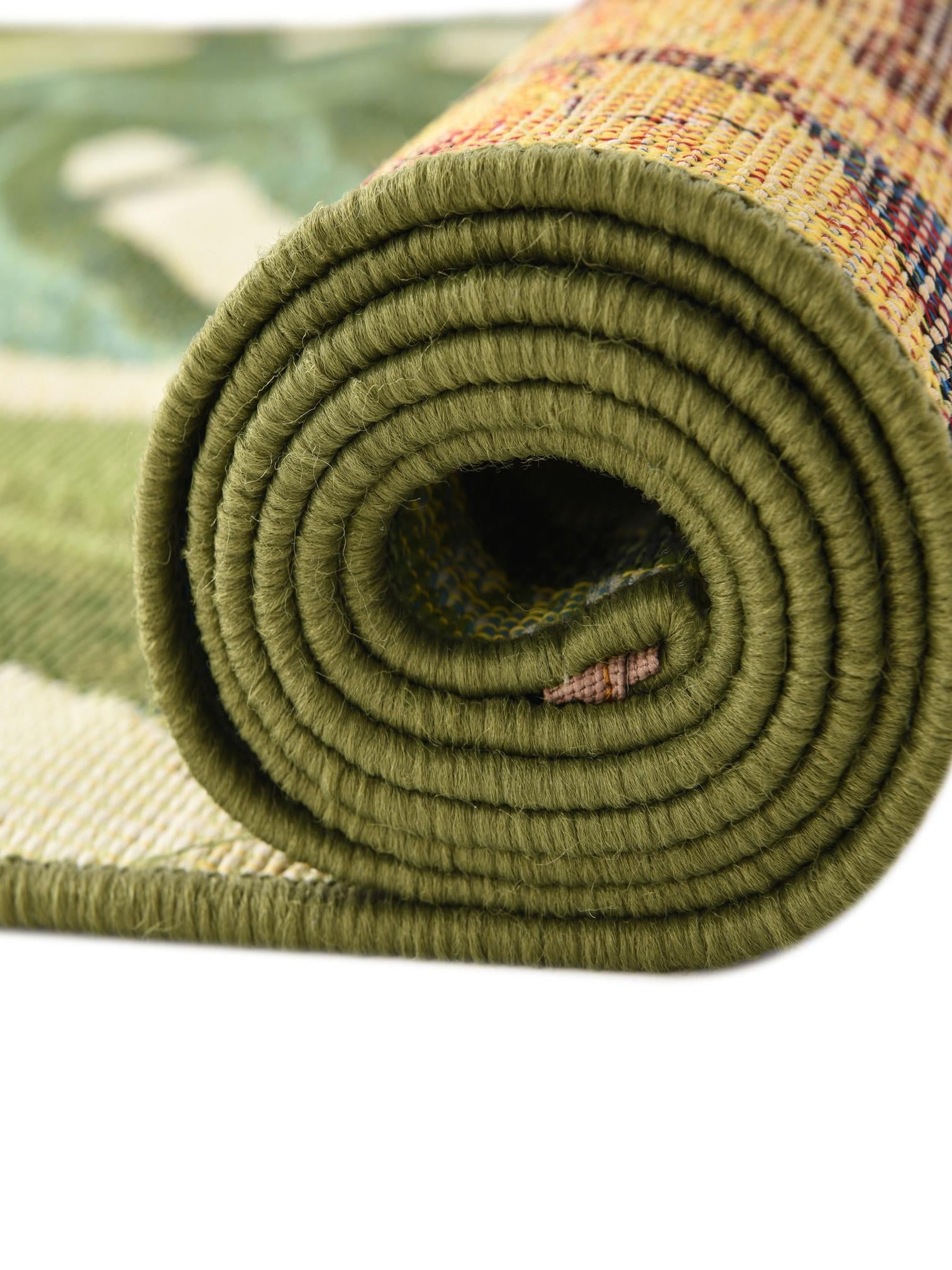 Green 4' 1 x 4' 1 Outdoor Botanical Round Area Rug Weather Resistant for Patio, Deck, Terrace, Balcony, Porch Polypropylene Garden Floral Tropical Carpet for Sale at Rug Engine