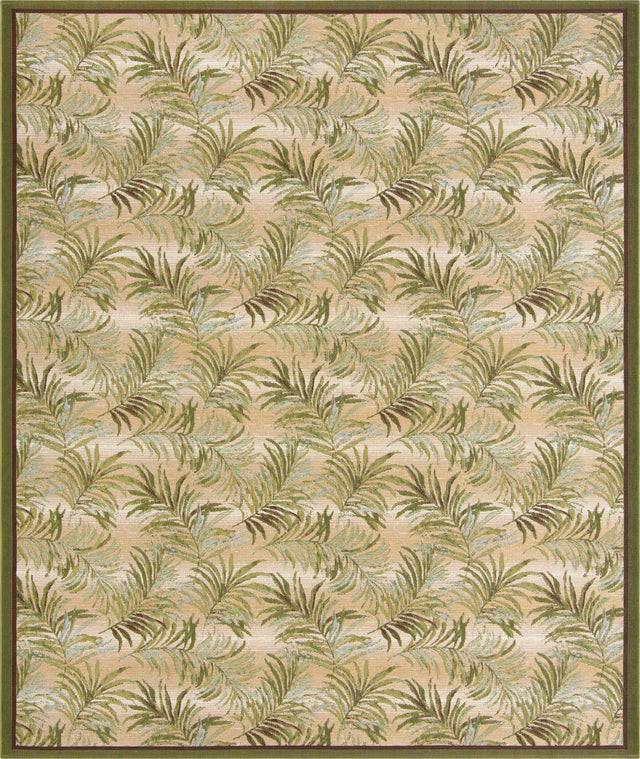 Green 10' x 12' Outdoor Botanical Rectangle Area Rug Weather Resistant for Patio, Deck, Terrace, Balcony, Porch Polypropylene Garden Floral Tropical Carpet for Sale at Rug Engine