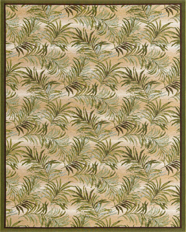 Green 7' 10 x 10' Outdoor Botanical Rectangle Area Rug Weather Resistant for Patio, Deck, Terrace, Balcony, Porch Polypropylene Garden Floral Tropical Carpet for Sale at Rug Engine