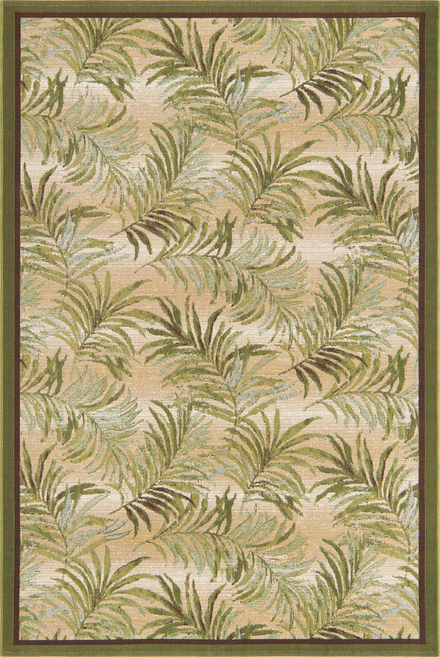 Green 5' 3 x 8' Outdoor Botanical Rectangle Area Rug Weather Resistant for Patio, Deck, Terrace, Balcony, Porch Polypropylene Garden Floral Tropical Carpet for Sale at Rug Engine