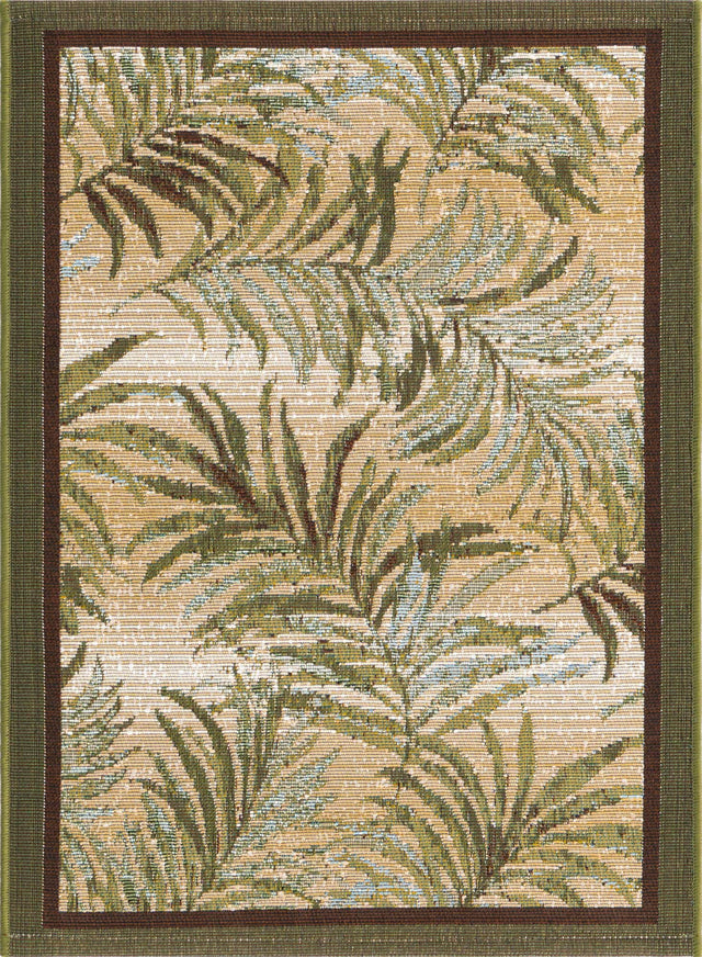 Green 2' x 3' Outdoor Botanical Rectangle Area Rug Weather Resistant for Patio, Deck, Terrace, Balcony, Porch Polypropylene Garden Floral Tropical Carpet for Sale at Rug Engine